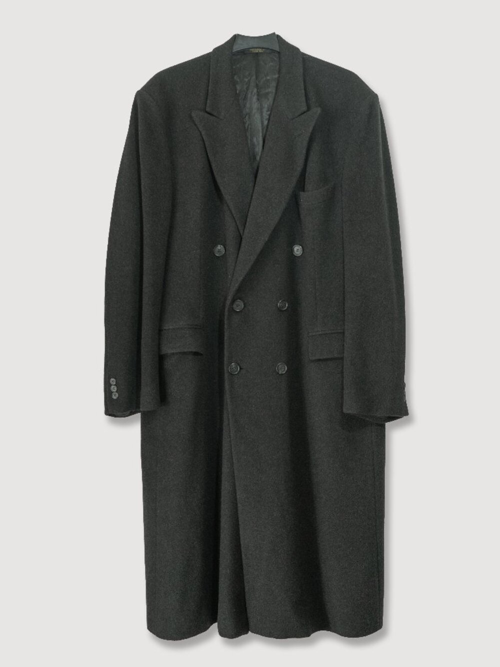 Kasper 100% Cashmere Coat Grey Minimal Classic Double Breasted Winter Over Coat
